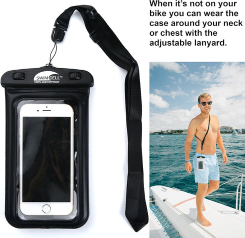Waterproof Phone Holder Bike Handlebar Mount, 360 Degree Rotation for iPhone, Samsung, Android, IPX8