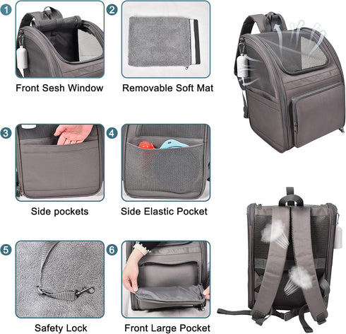 Backpack Backpack (4-Grey) Jespet Pet Carrier for Small Dog, Puppy, Soft Carrier Ideal for Traveling, Hiking, Walking