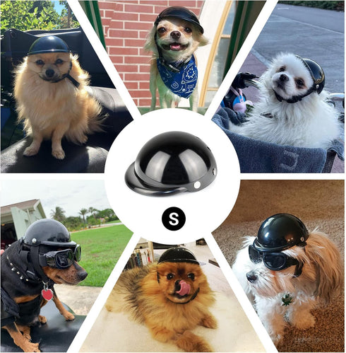 Lesypet Black Small Dog Helmet for Small Breeds, Motorcycle Safety Hat for Outdoor Dogs and Puppies