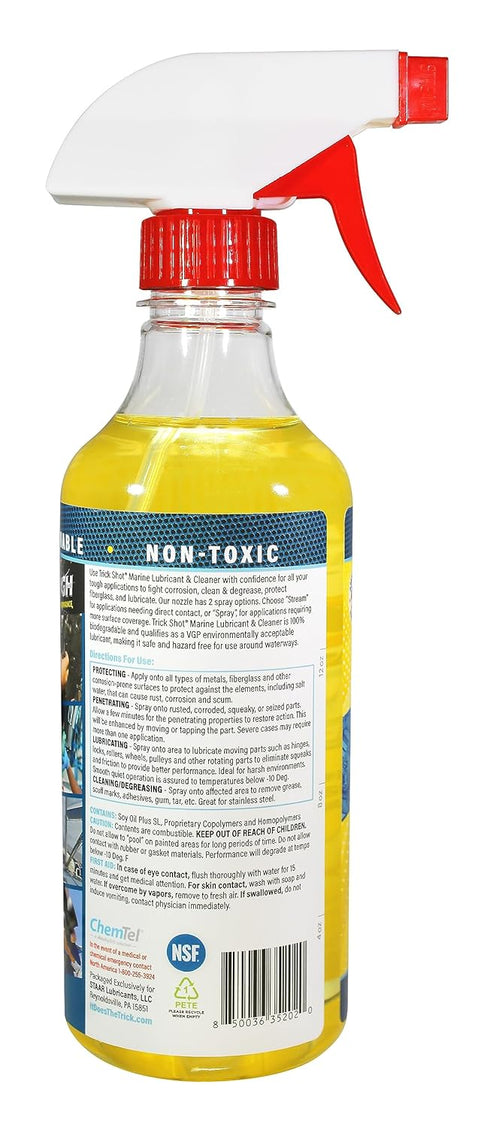 16 oz Trick Shot Marine Grade Lubricant & Penetrating Oil - Biodegradable Food Grade Rust Prevention Spray, Anti-Seize