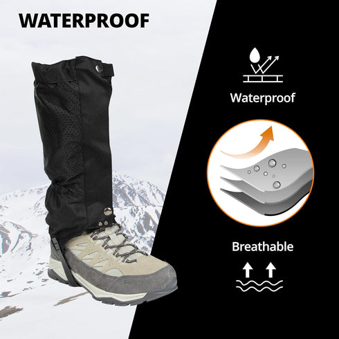 Waterproof Leg Gaiters - Lightweight Adjustable Boot Gaiters for Hiking, Hunting, Climbing
