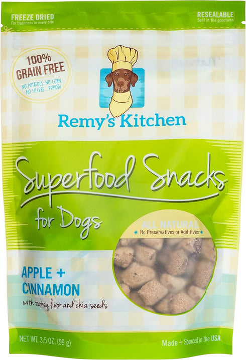 Freeze Dried Superfood Snacks for Dogs, Apple+Cinnamon, All Natural Dog Treat