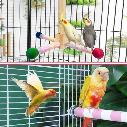 360 Finches Bird Stand Perch Toy, Bird Perch Parrot Toy Interactive Rotating Perch with Parrot Perch Paw Grinding Stick