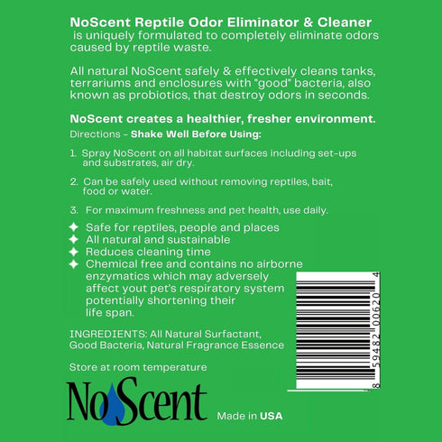 No Scent Reptile Tank Cleaner Spray & Pet Odor Management for Bearded Dragon, Turtle, Lizard (2 Fl Oz / 59 mL)