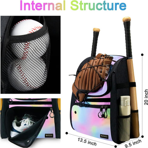Youth Baseball Bag - Softball Bat Bag with Vented Shoe Compartment, Fence Hook, for Batting Gear, Helmet, TBall