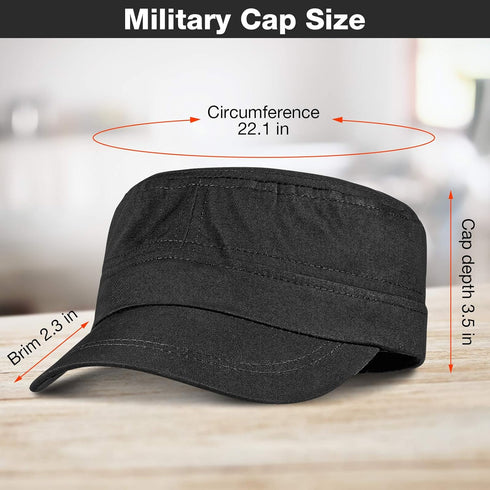Syhood 3 Pieces Cadet Army Caps - Adjustable Flat Caps Unisex Military Army Hat