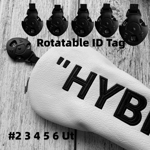 Golf Club Headcover - Premium PU Leather Driver Fairway Wood Hybrid Headcover, White with Black Golf Accessory
