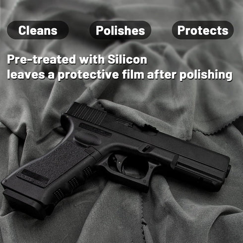 12 ''12 PINGMIC '' Silicon Gun Cloth and Gun Cleaning Cloths, for Firearm Cleaning and Polishing - Lint-Free Gray Cloth