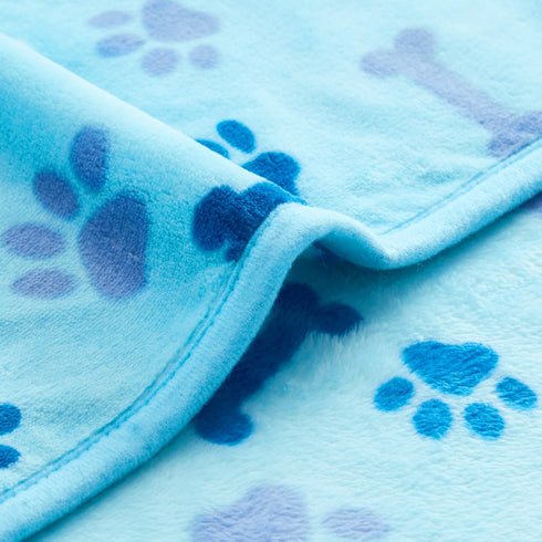 Allisandro Luxurious Dog Blanket, 350 GSM Microplush Fleece for Small Medium Large Dogs & Cats, Blue Paw & Bone, 40" x