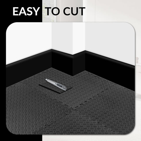 Signature Fitness Puzzle Exercise Mat with EVA Foam Interlocking Tiles for Home Gym