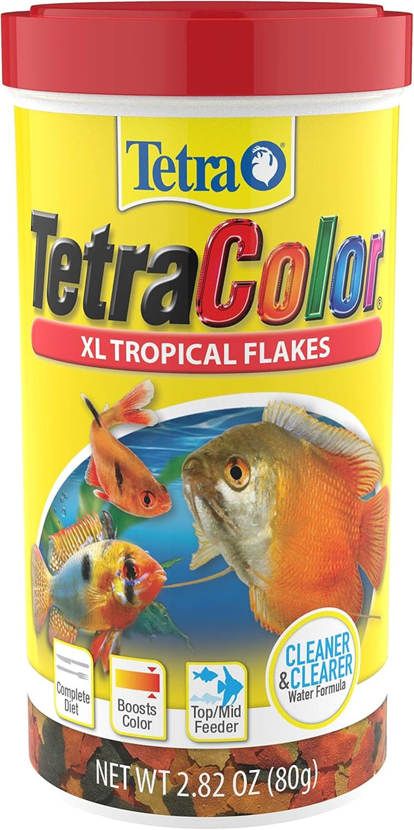 TetraColor Tropical Flakes, 2.82 oz, Nutritionally Balanced Diet, Color Boosting Fish Food for Tropical Fish