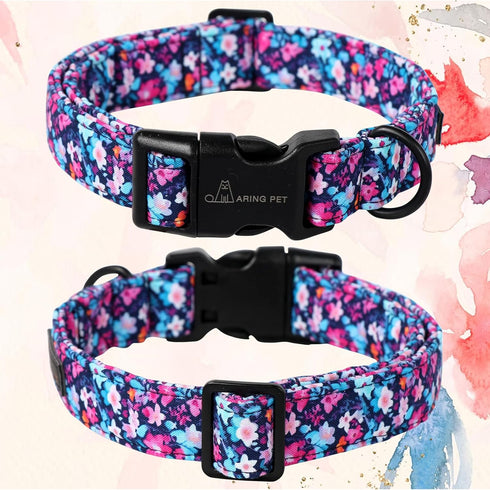 ARING PET Summer Dog Collar, Adjustable Lightweight Cotton Collars with Quick Release Buckle for Small Medium Large Dogs