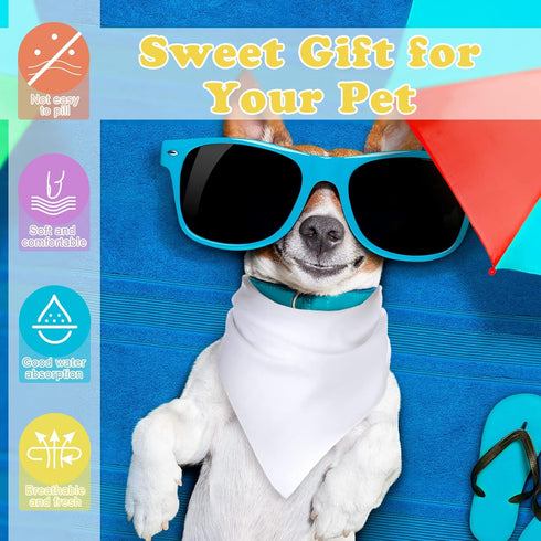 100 White(30.71 21.65 Inch) Kacctyen Pcs Sublimation Blank Dog Bandanas Heat Transfer Washable Triangle Scarf DIY