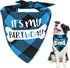 VIPITH Double Sided Cotton Dog Birthday Bandana Girl Boy, Washable Reversible Plaid Painting