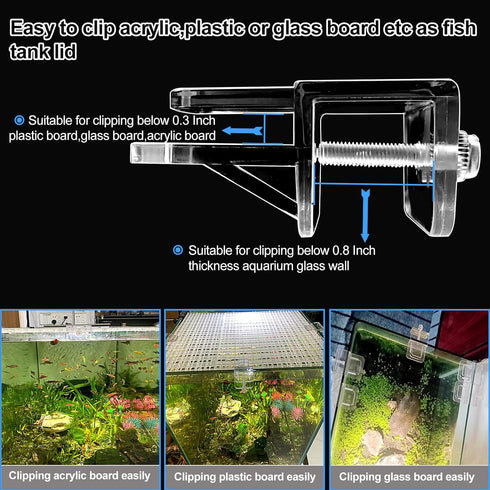 6 pcs Aquarium Lid Clips, Rimless Fish Tank Top Cover Support Holder