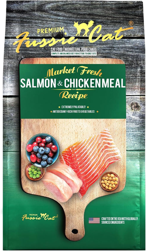 Fussie Cat Market Fresh Salmon & Chicken Meal Formula, Grain-Free Dry Cat Food, 4lb