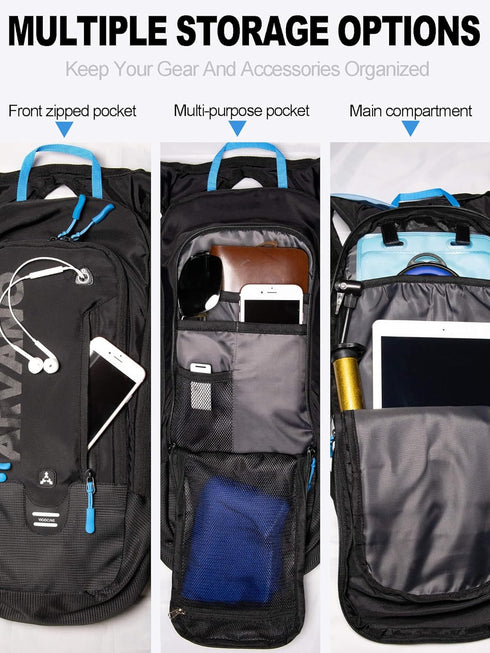 Hydration Backpack with 2L TPU BPA Free Water Bladder - Lightweight Daypack for Biking, Skiing, Running, Hiking