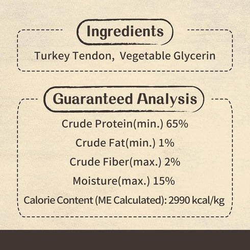 Afreschi Turkey Tendon for Dogs: All Natural Human Grade Puppy Chew, 2 Units/Pack (Medium)