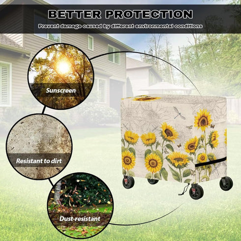 Puxucrazy Patio Cooler Cover Sunflower Rolling Cooler Cover Anti-UV Patio Ice Chest Protective Covers for Outdoor Bar