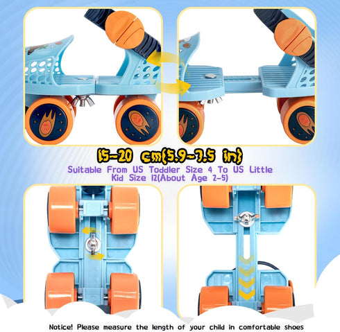 SULIFEEL Kids Adjustable Quad Roller Skates, Beginner Roller Skates for Girls and Boys Age 2-5 Years