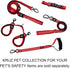 Kruz Double Dog Leash for Two Dogs, ¾” Width, 17”-34” Length, Tangle-Free Swivel with Reflective Bungee (Blue)