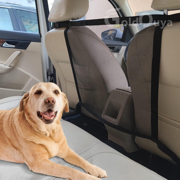 Car Dog Net Barrier, 21 * 21In Adjustable Mesh Obstacle for Car Back Seat Pet Fence, Easy to Install and Clean