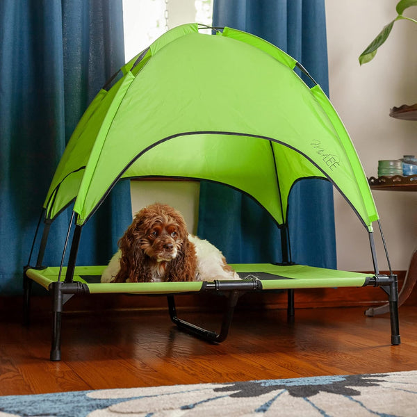 Midlee Green Dog Cot with Canopy, 30" x 36"