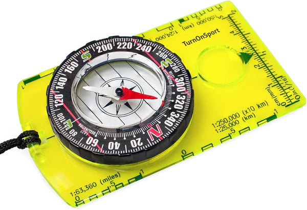 TurnOnSport Orienteering Compass - Advanced Scout Compass for Hiking, Camping, and Backpacking