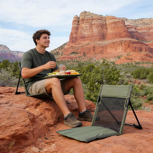 Breathable Mesh Back Folding backrest,Ultralight Aluminum Alloy Camp Seat with Ventilated Backrest, Portable Outdoor