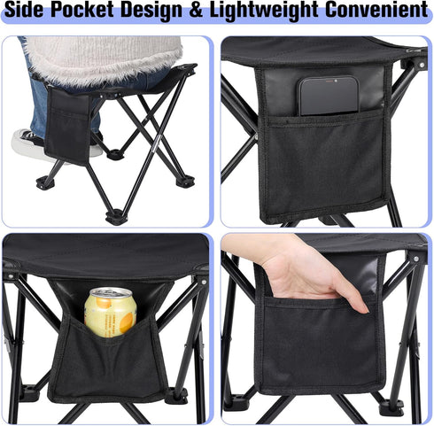 2 Pack KABOER Folding Camping Stool Portable Outdoor Camping Chair for Fishing BBQ Hiking Gardening Beach Travel