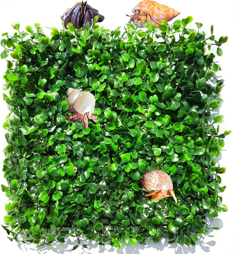 2 PCS Hermit Crab Climbing Toys, 10 x 10 Inch Faux Grass Mat for Aquarium Plants and Small Animals