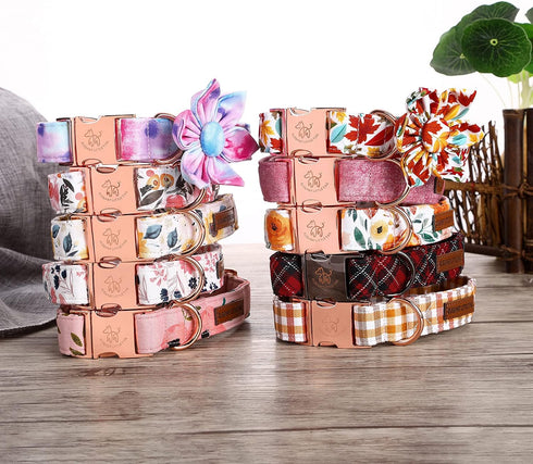 Elegant Little Tail Colorful Dog Collar - Adjustable Flower Pet Collar Gift for Small Female or Male Dogs