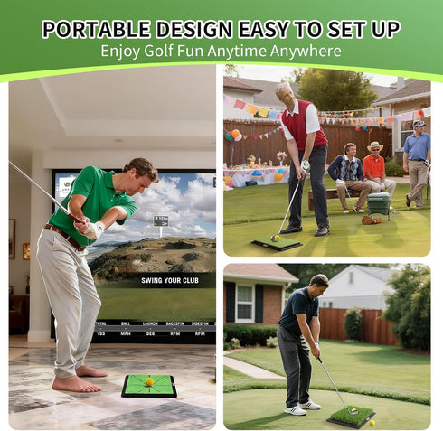 Fanshaw 16"x12" Golf Hitting Mat, Swing Path Feedback Golf Training Mat, Extra Replaceable Practice Mat, Indoor Outdoor