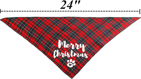 Christmas Bandanas for Dogs, 3 Pack Plaid Pet Bandana for Medium Large Dogs