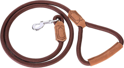 Mile High Life Premium Leather Dog Leash - Strong Rope Leash with Leather Handle, 4/5/6 Feet for Small Medium Large Dogs