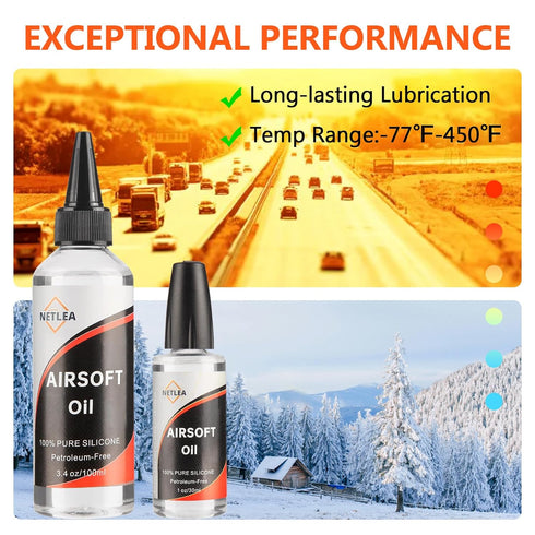 4.4 oz Airsoft Oil lubricating with Needle Oiler Pure Silicone Lubricant Airsoft Chamber Lube for Airgun Lubrication