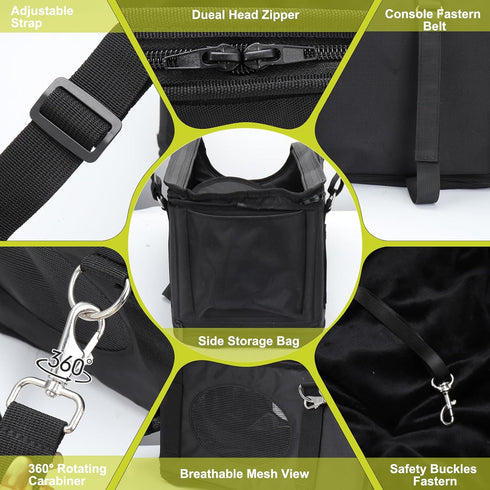 3 1 15lbs) in Cat Car Seat for Center Console Portable Carrier for Shoulder Handle Car, Foldable Pet Armrest Booster