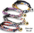 Necoichi Chirimen Hanabi Fireworks Cat Collar (Gray) - Safety Breakaway with Bell, Japanese Pattern