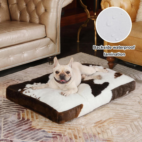 Bedfolks Waterproof Dog Crate Bed, Plush with Removable Washable Cover, Faux Fur Dog Crate Pad for Medium Dogs