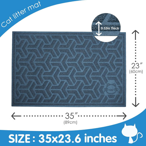 UPSKY Cat Litter Mat | Large Litter Box Mat 35" x 24" Soft on Kitty Paws, Waterproof and Scatter Control