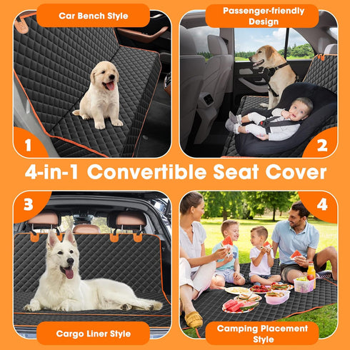 MIXJOY Dog Seat Cover for Back Seat Waterproof Dog Seat Covers for Cars, Car Seat Protector for Dogs, Nonslip Back Seat