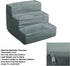 PETMAKER 3-Step Pet Stairs, Gray, High-Density Foam, Microfiber, Supports Up to 25lbs