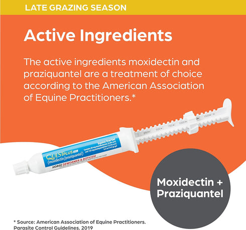 Quest Plus Gel Moxidectin/Praziquantel Horse Dewormer - 0.5oz Sure-Dial Syringe for Horses