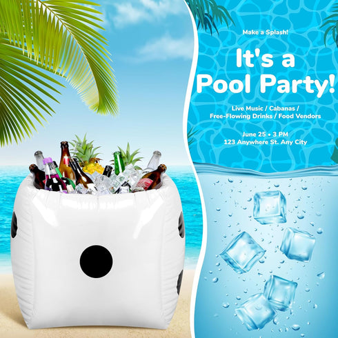 18 Inch Pickmesh Inflatable Dice Cooler Casino Party Decor Giant Inflatable Dice Field Cooler Ice Serving Buffet Salad