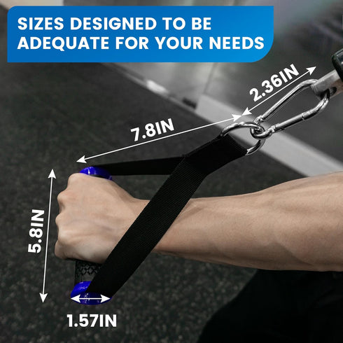 Ultra Heavy Duty Cable Handles Gym Equipment Attachment, Double D-Ring Grips, Non-Slip Comfort Grips, Blue Edge Design