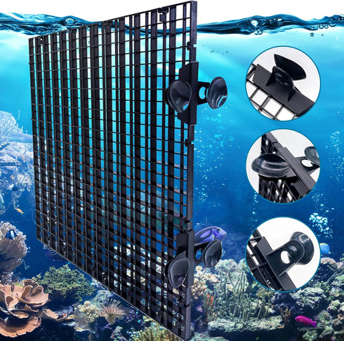 8 Pieces Fish Tank Divider with Sucker Clips, 30x30cm/11.8x11.8“ Aquarium Filter Bottom Partition
