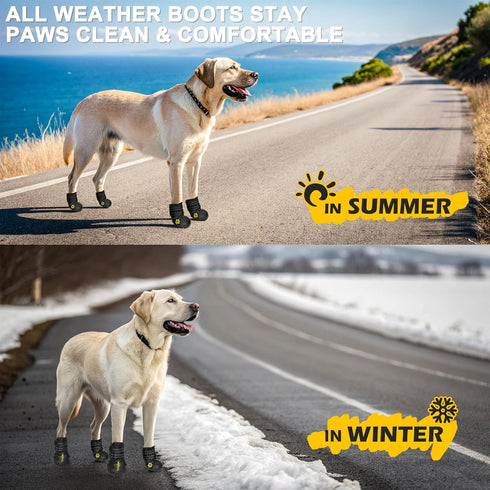Expawlorer Dog Shoes for Large Dogs - Waterproof Booties for Hot Pavement, Hiking, Anti-Slip, All Weather Protection