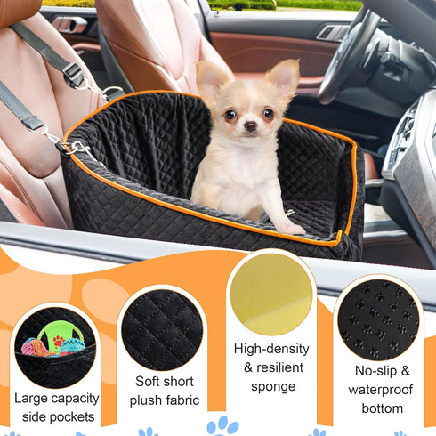 XIEEAOZEE 35 lbs, Dog Car Seat for Small Dogs, Memory Foam Booster Dog Seat for Dogs up to Elevated Pet Car Seat