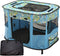 Foldable Pet Playpen, cat playpen, Puppy Play Pen for Indoors (Medium, Blue)