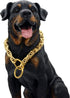 12MM Heavy Duty Slip Dog Collars for Dogs, Byzantine Chain Metal Stainless Steel (14"-30") (22, Gold)